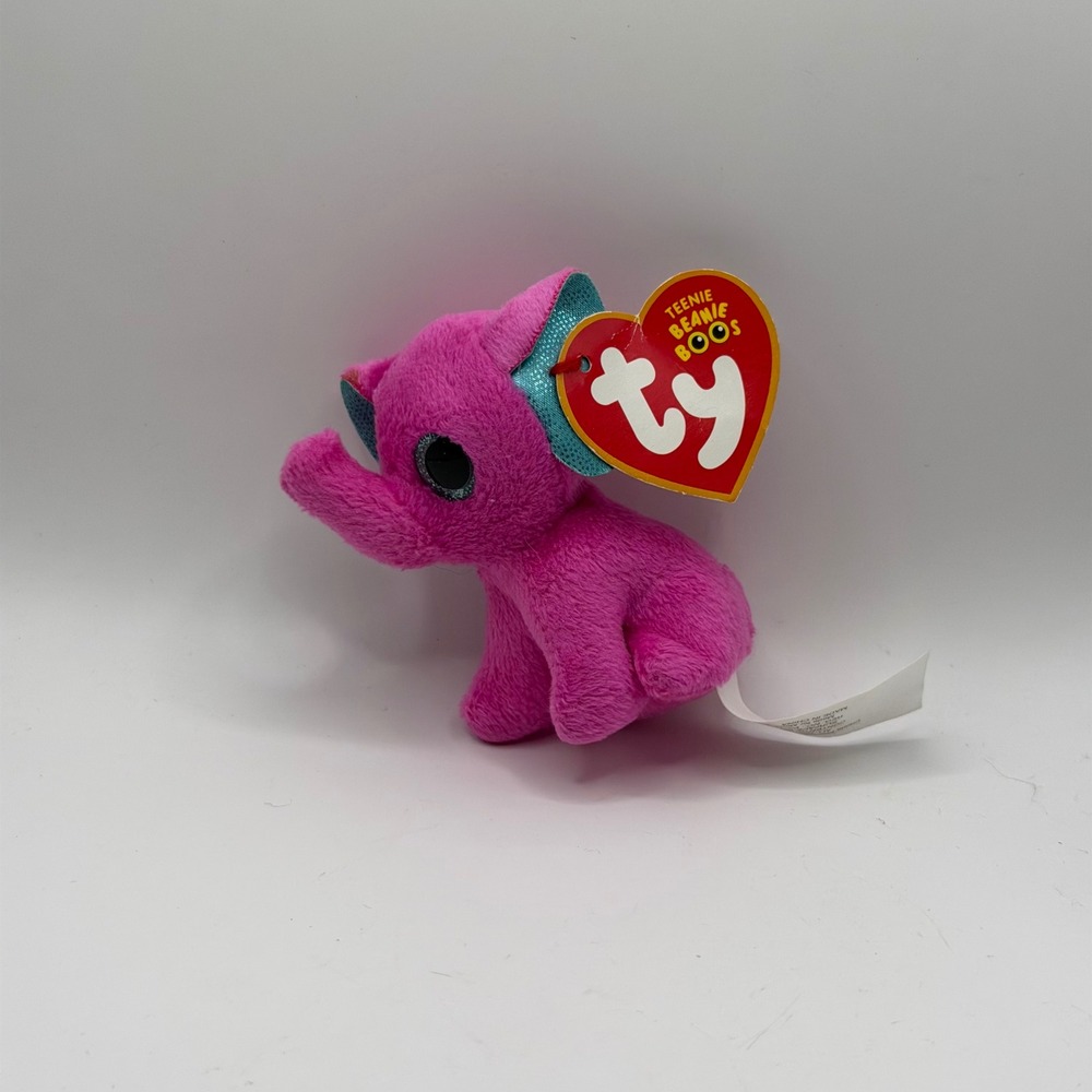 Ty Teenie Beanie Boos Peanut Elephant Pink Blue Plush 2013 Heart Tag 3 inch